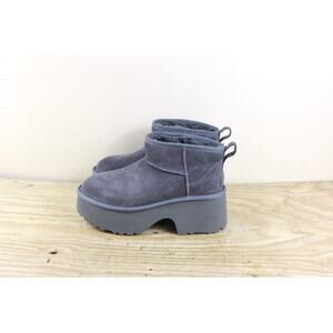New Ugg Boots 9 Gray Suede Classic Ultra Mini New Shearling Lined Platform Shoes